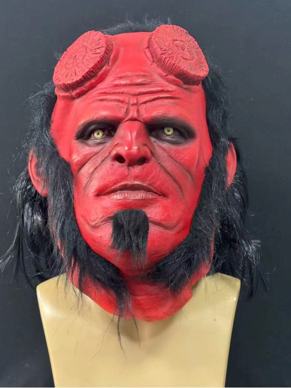 Hellboy Full-Head Costume Mask with Black Hair